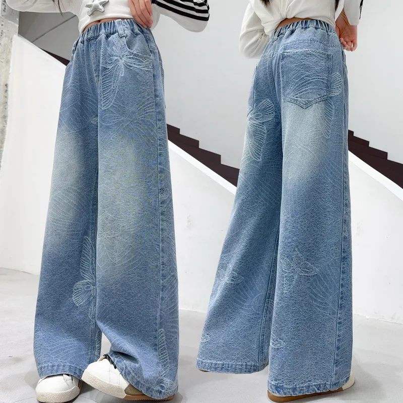 New Spring Kids Wide Leg Jeans Butterfly Jacquard Design Children Trousers for Girls Elegant Fashion Streetwear Denim Pants 5-14
New Spring Kids Wide Leg Jeans Butterfly Jacquard Design Children Trousers for Girls Elegant Fashion Streetwear Denim Pants 5-14