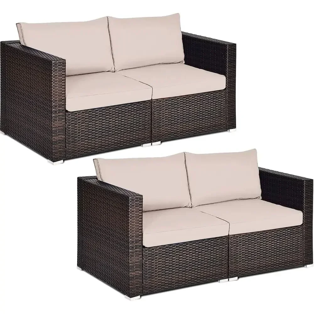2-Piece Outdoor Wicker Loveseat Sofa Set with PE Rattan, Ideal for Deck, Backyard, Porch, Garden, and Poolside (Brown)
2-Piece Outdoor Wicker Loveseat Sofa Set with PE Rattan, Ideal for Deck, Backyard, Porch, Garden, and Poolside (Brown)