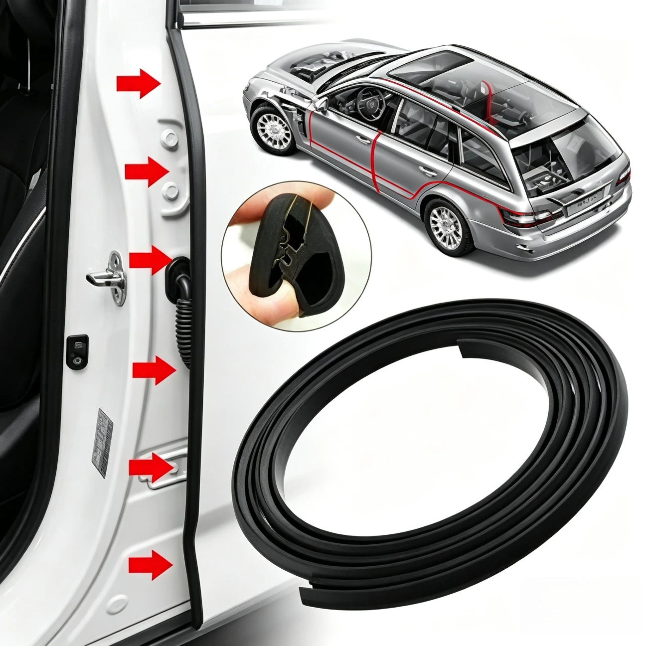 Car Rubber Weatherstrip Car B-pillar Sealing Strip Car Door Edge Seal Strip Sound Insulation Sealing Strips 1Pair with Steel Bar
Car Rubber Weatherstrip Car B-pillar Sealing Strip Car Door Edge Seal Strip Sound Insulation Sealing Strips 1Pair with Steel Bar