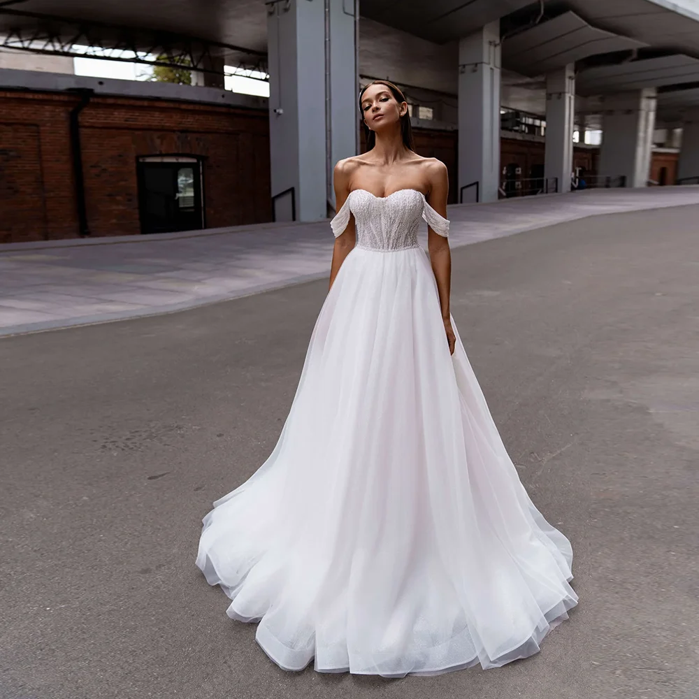 Customized Boho Off-Shoulder Sequins Corset Weeding Party Dress Backless Sweep Court Wedding Bridal Gown Vestido De Novia
Customized Boho Off-Shoulder Sequins Corset Weeding Party Dress Backless Sweep Court Wedding Bridal Gown Vestido De Novia