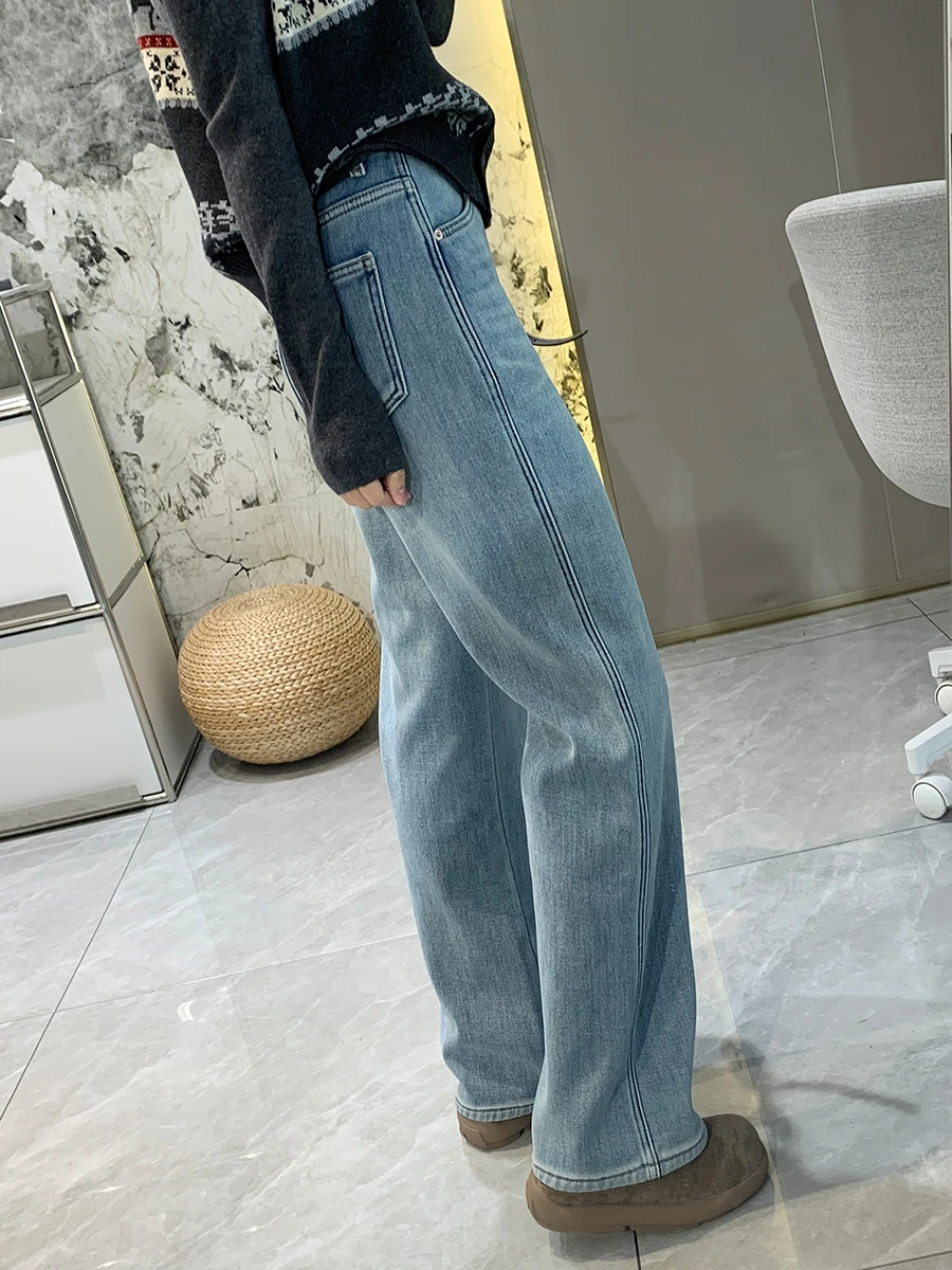 Утепленные прямые джинсы из флиса для женщин, осенне-зимние, новые, теплые, широкие, облегающие, длинные брюки для повседневной носки
Утепленные прямые джинсы из флиса для женщин, осенне-зимние, новые, теплые, широкие, облегающие, длинные брюки для повседневной носки