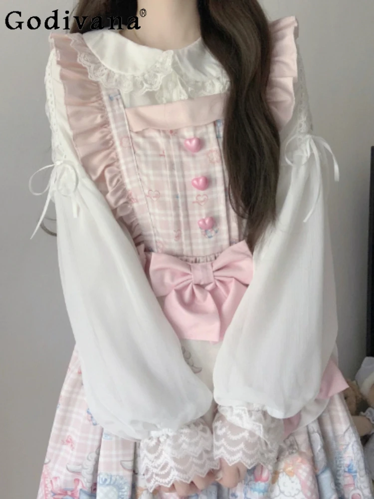 Elegant Lolita Long Sleeve Sweet Peter Pan Collar Shirt Women Spring Autumn Versatile Age Reduction Loose Bow Bottoming Shirts
Elegant Lolita Long Sleeve Sweet Peter Pan Collar Shirt Women Spring Autumn Versatile Age Reduction Loose Bow Bottoming Shirts