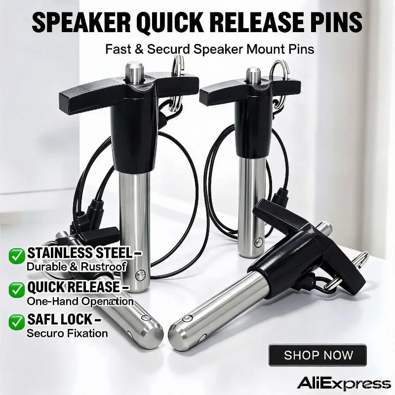 MW Audio 16pcs T Handle Quick Release Pins Stainless Steel Locking Pins for Line Array Speakers Audio Accessories
MW Audio 16pcs T Handle Quick Release Pins Stainless Steel Locking Pins for Line Array Speakers Audio Accessories
