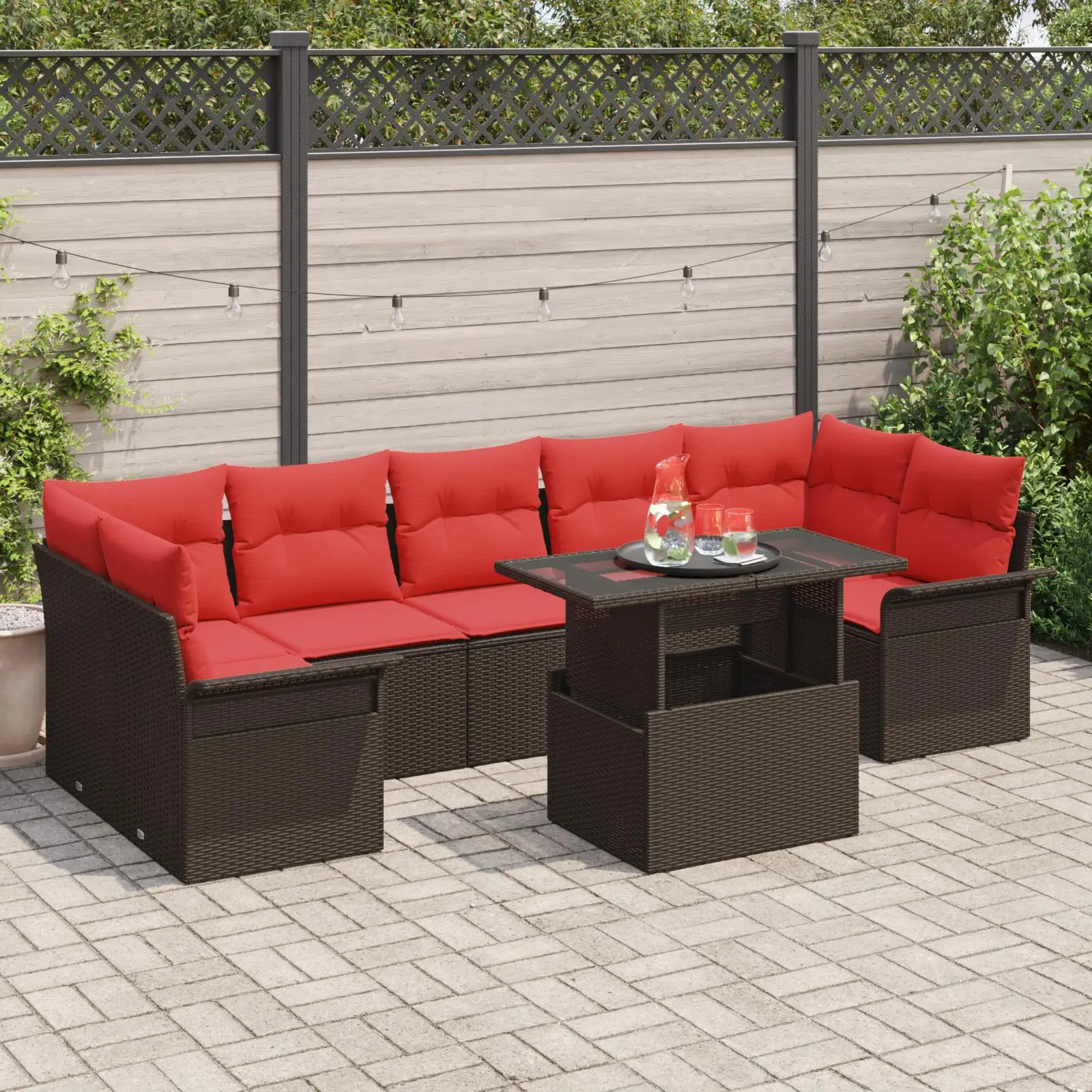 8 Piece Outdoor Garden Sofa Set with Cushions Durable Brown Poly Rattan Furniture for Patio Yard and Balcony
8 Piece Outdoor Garden Sofa Set with Cushions Durable Brown Poly Rattan Furniture for Patio Yard and Balcony