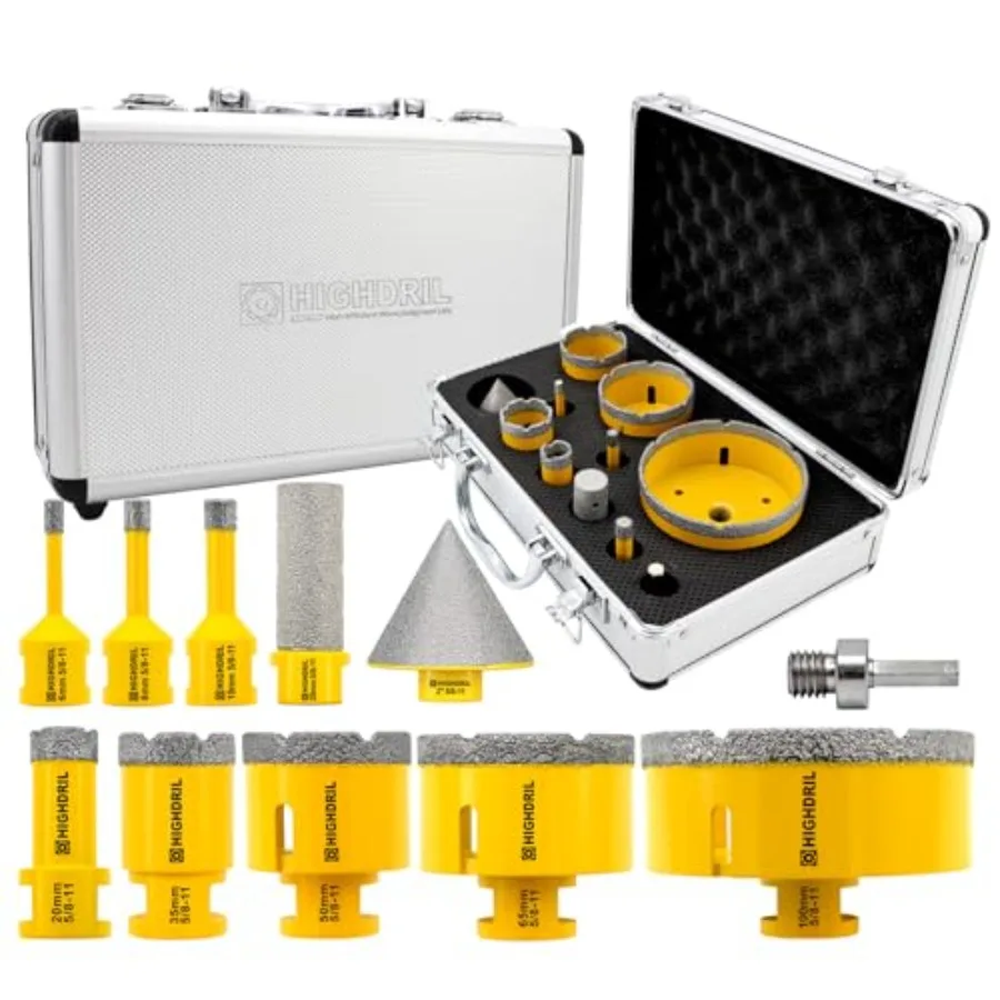 Diamond Drill Bits Kit with 5/8-11 for Porcelain Tile Ceramic Marble Brick Concrete Vacuum Brazed Hole Saw 6/8/10/20/35/50/65/1
Diamond Drill Bits Kit with 5/8-11 for Porcelain Tile Ceramic Marble Brick Concrete Vacuum Brazed Hole Saw 6/8/10/20/35/50/65/1