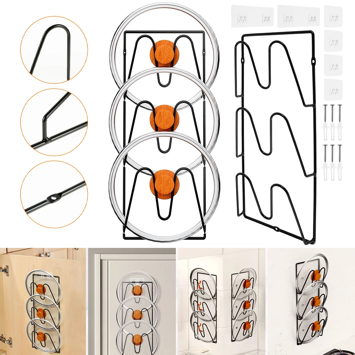2Pcs Pot Lid Holders Wall Mounted Pot Lid Shelf Heavy-Duty Pot Lid Stand 3-Layer Space Saving Pot Lid Rack Multipurpose Lid
2Pcs Pot Lid Holders Wall Mounted Pot Lid Shelf Heavy-Duty Pot Lid Stand 3-Layer Space Saving Pot Lid Rack Multipurpose Lid