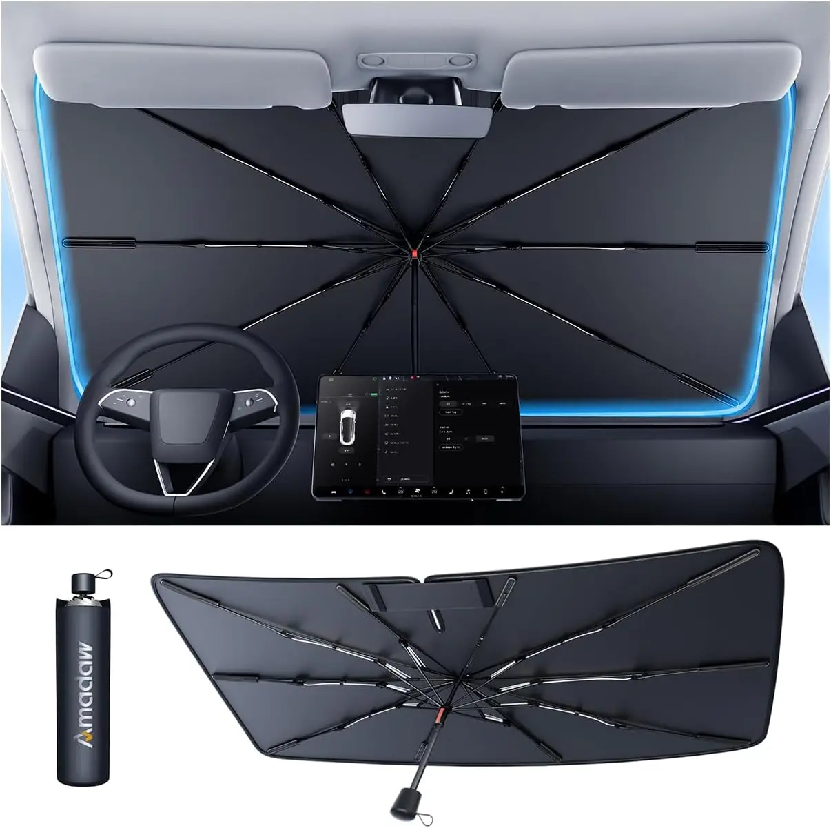 Car Windshield Sun Shade Umbrella - Multi-Layer Heat Block, S Size 53"x32" W
Car Windshield Sun Shade Umbrella - Multi-Layer Heat Block, S Size 53"x32" W