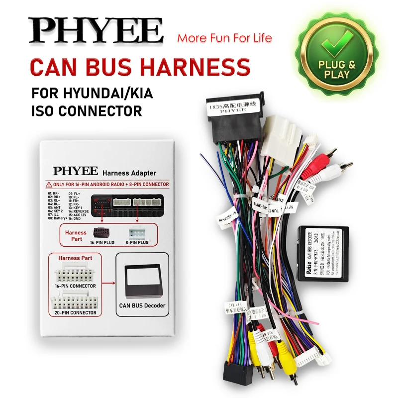 CAN Bus Decoder Harness Adapter for Hyundai iX35 Sorento Kia Sportage Ceed, ISO, Support SWC, Plug & Play, 16Pin Android Cable
CAN Bus Decoder Harness Adapter for Hyundai iX35 Sorento Kia Sportage Ceed, ISO, Support SWC, Plug & Play, 16Pin Android Cable