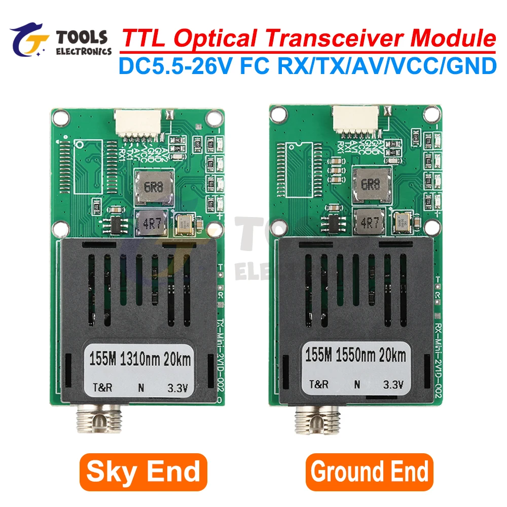 Sky/Ground TTL Optical Transceiver Module DC5.5-26V FC RX/TX/AV/VCC/GND Interface TTL to Fiber Optical Module Terminal Equipment
Sky/Ground TTL Optical Transceiver Module DC5.5-26V FC RX/TX/AV/VCC/GND Interface TTL to Fiber Optical Module Terminal Equipment