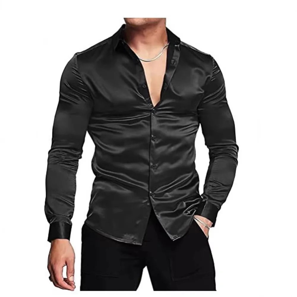 Autumn Fashion Men's Glossy Solid Prom Shirt
Autumn Fashion Men's Glossy Solid Prom Shirt