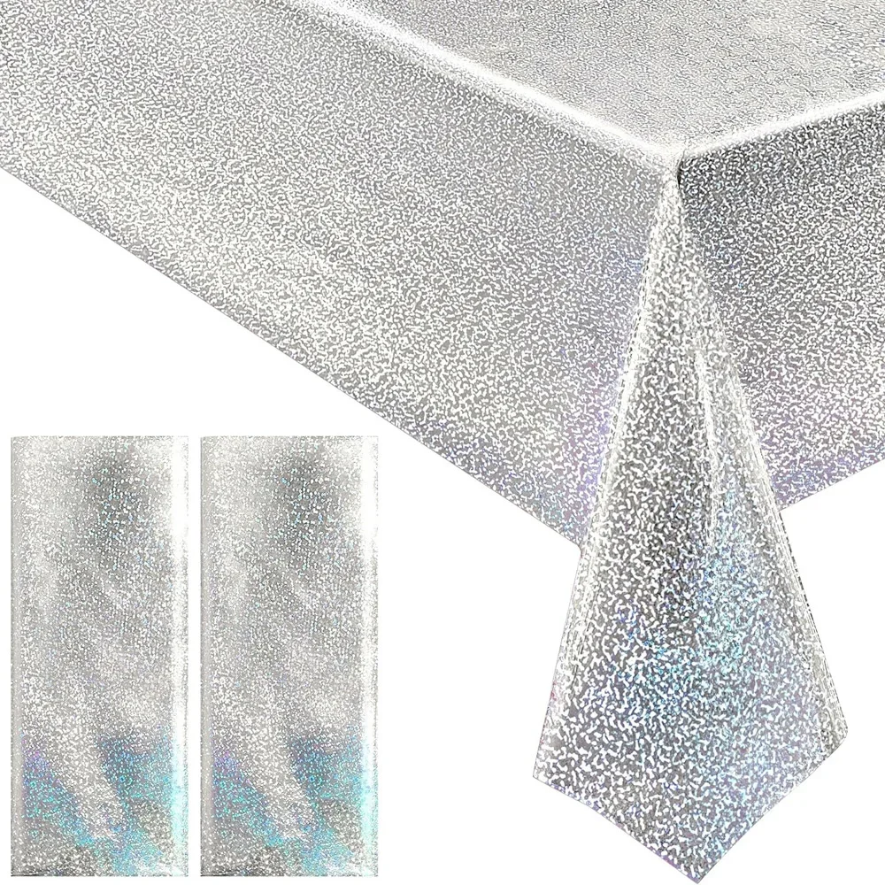 Shiny Silver Tableware Set Metallic Paper Plates Cups Holographic Tablecloth For Adult Birthday Wedding Party Decorations
Shiny Silver Tableware Set Metallic Paper Plates Cups Holographic Tablecloth For Adult Birthday Wedding Party Decorations