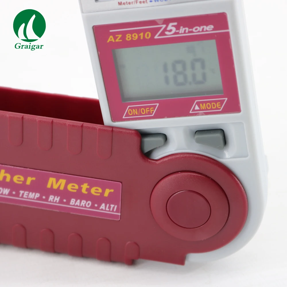 AZ8910 Mini Handheld Digital Wind Speed Meter Detector 5 in 1 Air Pressure Anemometer
AZ8910 Mini Handheld Digital Wind Speed Meter Detector 5 in 1 Air Pressure Anemometer