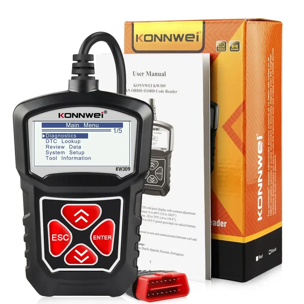 KONNWEI KW309 Car OBD2 Fault Diagnostic Tool 12V Code Reader O2 Sensor Monitoring Test I/M Readiness Car OBDII Scan Tool
KONNWEI KW309 Car OBD2 Fault Diagnostic Tool 12V Code Reader O2 Sensor Monitoring Test I/M Readiness Car OBDII Scan Tool