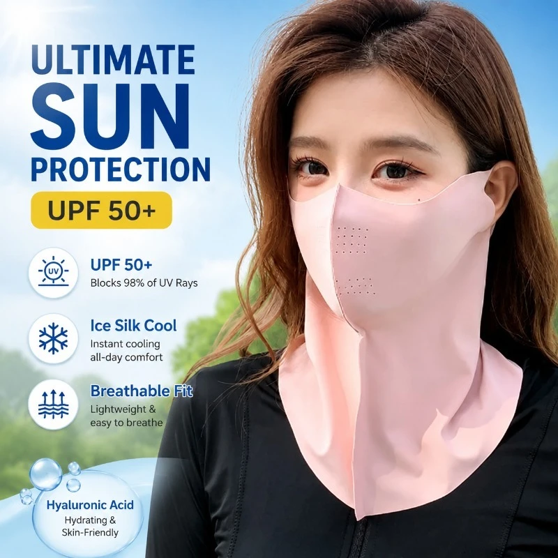UPF 50+ Full Face Sunscreen Mask Hyaluronic Acid Ice Silk Breathable UV Protection for Women Men Outdoor Sports
UPF 50+ Full Face Sunscreen Mask Hyaluronic Acid Ice Silk Breathable UV Protection for Women Men Outdoor Sports