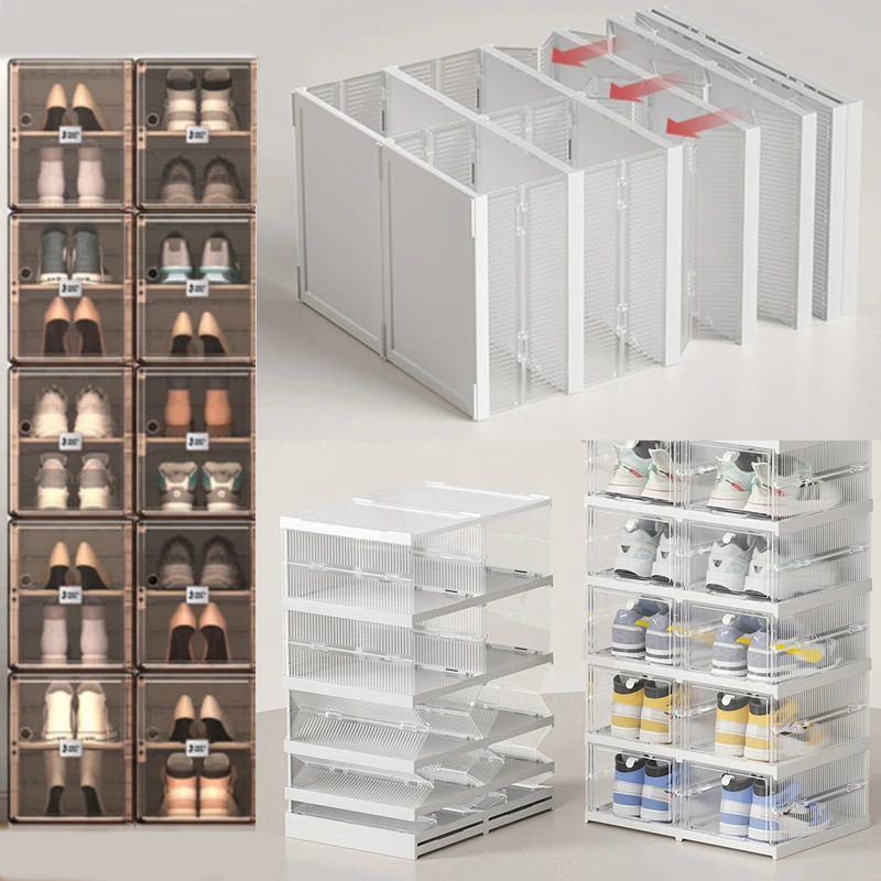 Foldable Dustproof Shoe Case Stackable Combined Cabinet 6 Floor Folding Storage Box Transparent Shoes Boxes Rack Organizers
Foldable Dustproof Shoe Case Stackable Combined Cabinet 6 Floor Folding Storage Box Transparent Shoes Boxes Rack Organizers