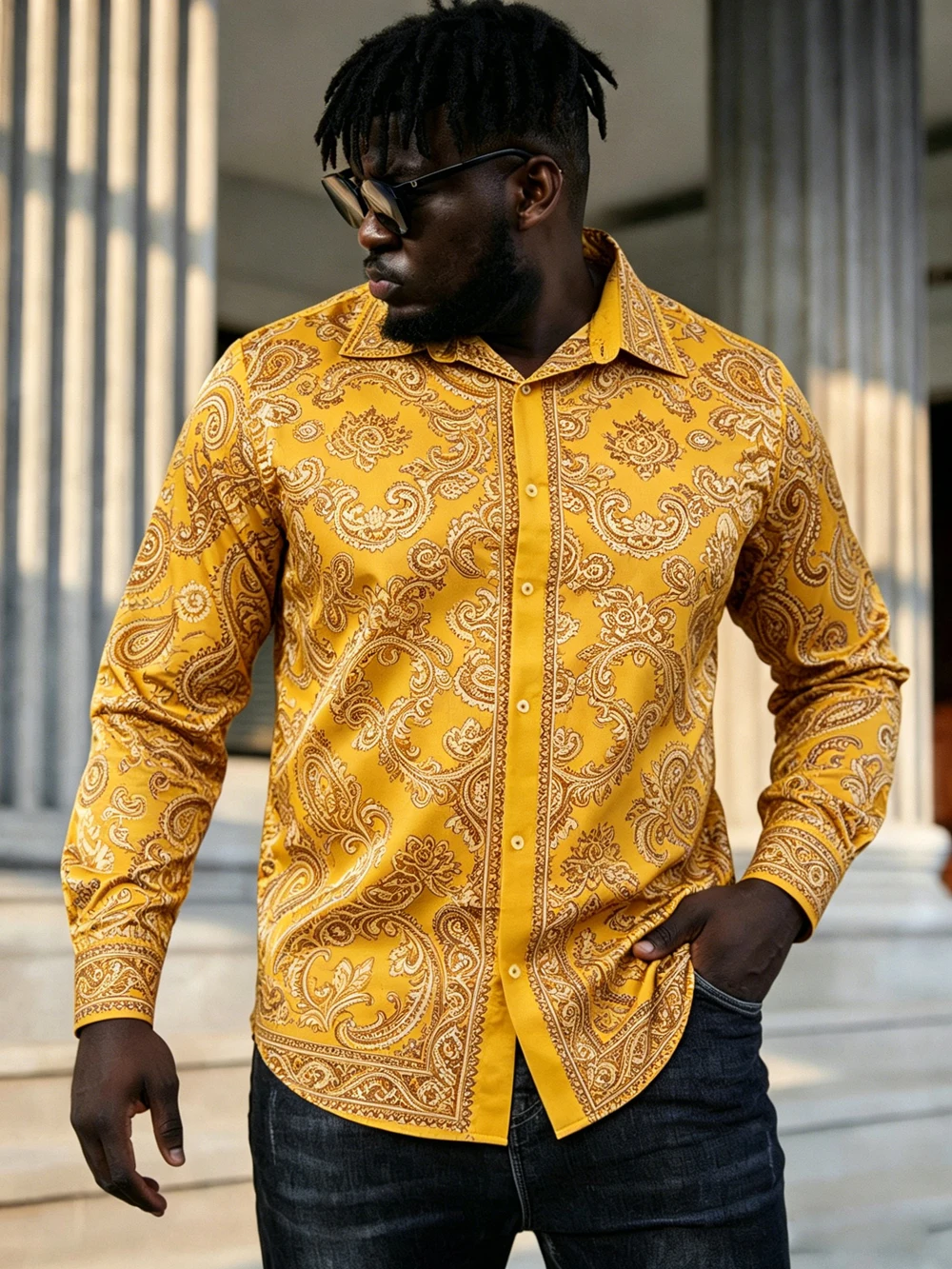 Men's Summer Long Sleeve Lapel Shirt Gold Art Pattern Printed Shirt Hawaiian Vacation Casual Party Performance Clothing for Men
Men's Summer Long Sleeve Lapel Shirt Gold Art Pattern Printed Shirt Hawaiian Vacation Casual Party Performance Clothing for Men
