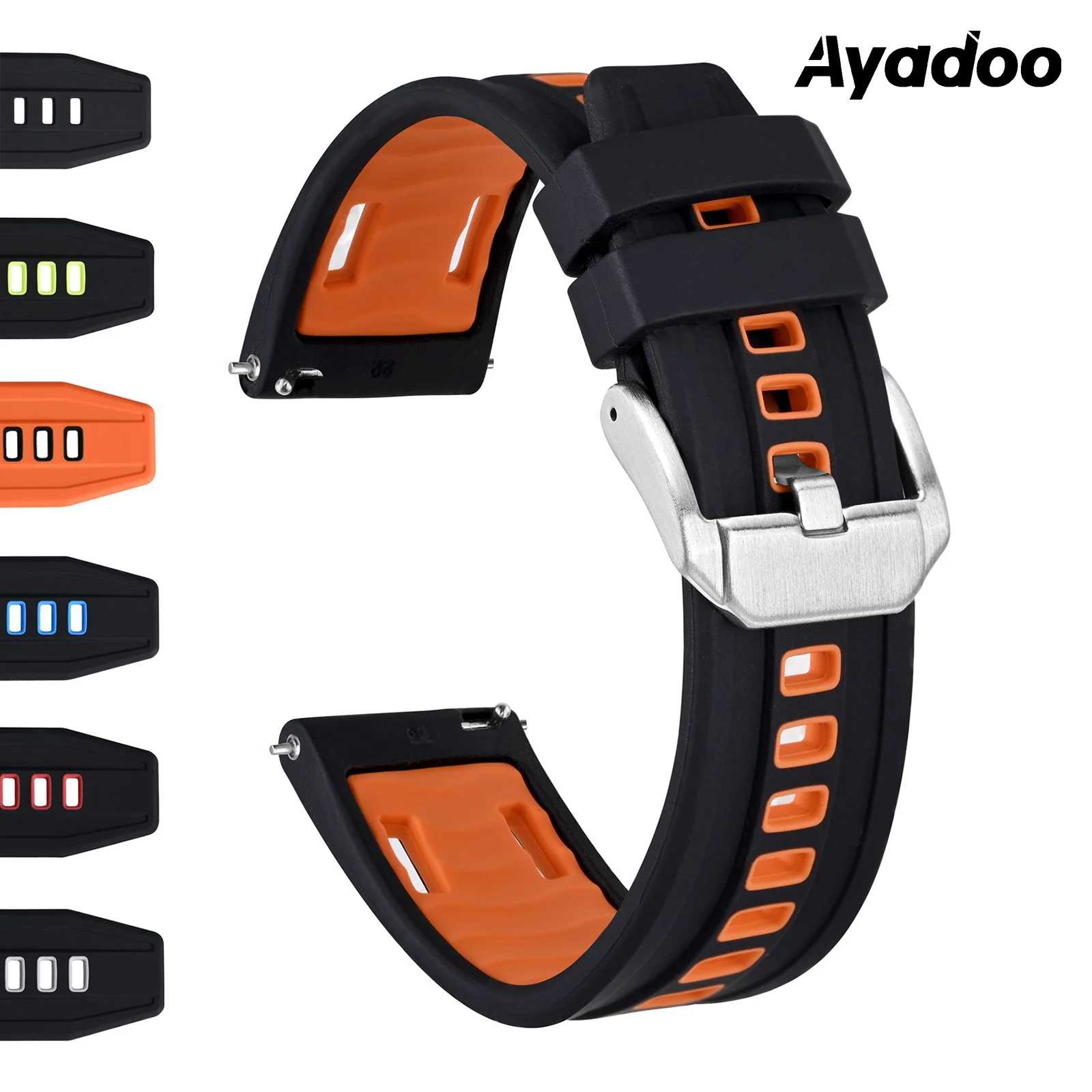Ayadoo Silicone Watch Band, Quick Release Replacement Sport Watch Strap for Men, Stainless Steel Buckle, Width 20mm 22mm 24mm
Ayadoo Silicone Watch Band, Quick Release Replacement Sport Watch Strap for Men, Stainless Steel Buckle, Width 20mm 22mm 24mm