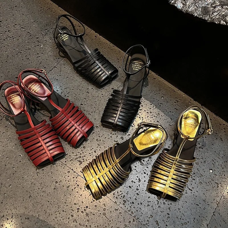 MKKHOU Fashion Women's Shoes New High Quality Genuine Leather Square Head Thin Strap T-shaped Buckle High Heel Sandals Summer
MKKHOU Fashion Women's Shoes New High Quality Genuine Leather Square Head Thin Strap T-shaped Buckle High Heel Sandals Summer