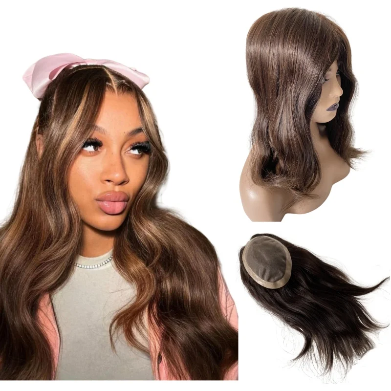 14 Inches Mongolian Virgin Human Hair Replacement Dark Brown Color 2# 130% Density 7x9 Mono Topper for Black Woman
14 Inches Mongolian Virgin Human Hair Replacement Dark Brown Color 2# 130% Density 7x9 Mono Topper for Black Woman