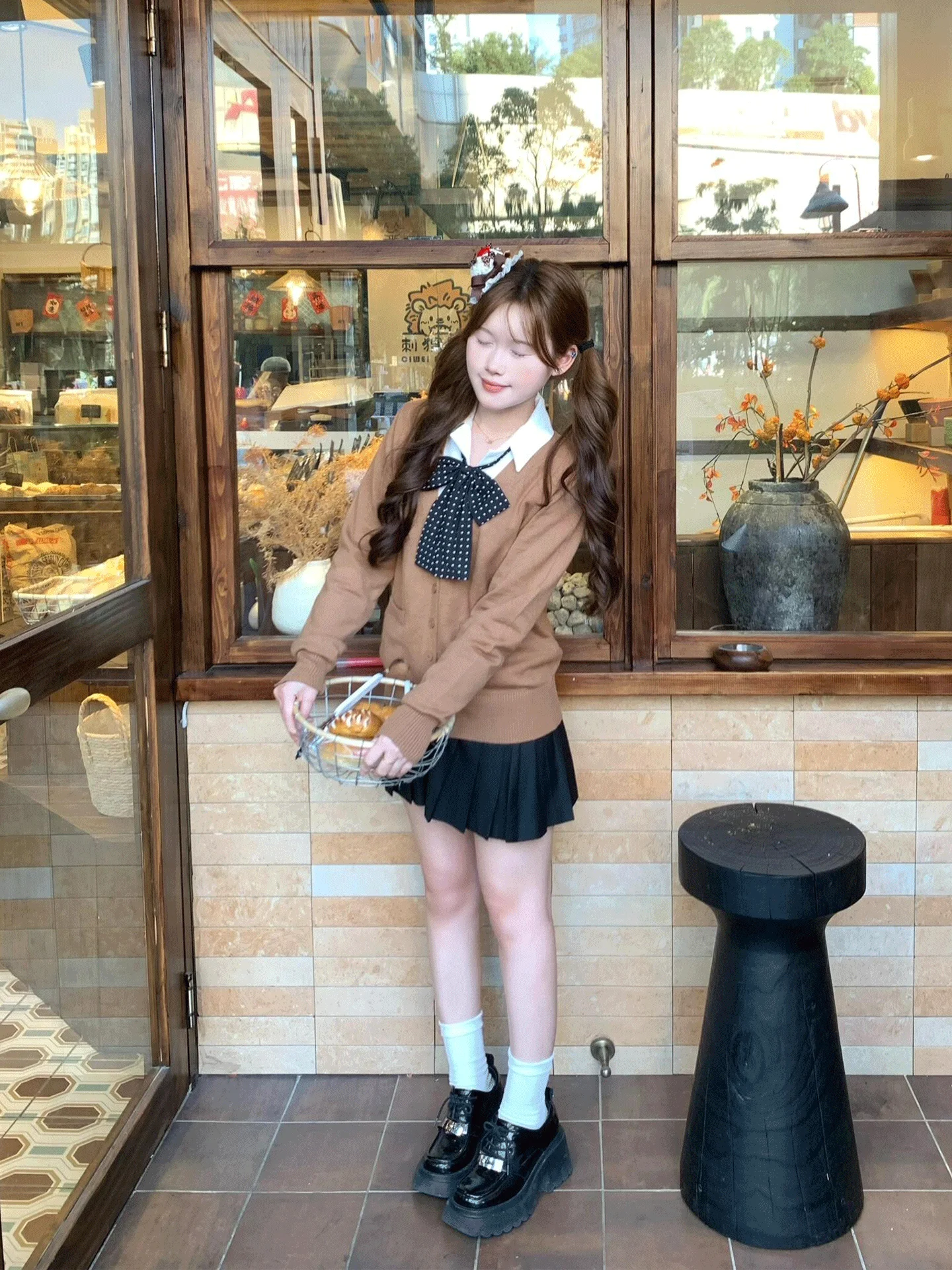 Cherry Milk Knitted Cardigan Sweater Women's Long Sve Autumn Winter Jaet Skirt Set JK orm Sle High Waist Button up
Cherry Milk Knitted Cardigan Sweater Women's Long Sve Autumn Winter Jaet Skirt Set JK orm Sle High Waist Button up