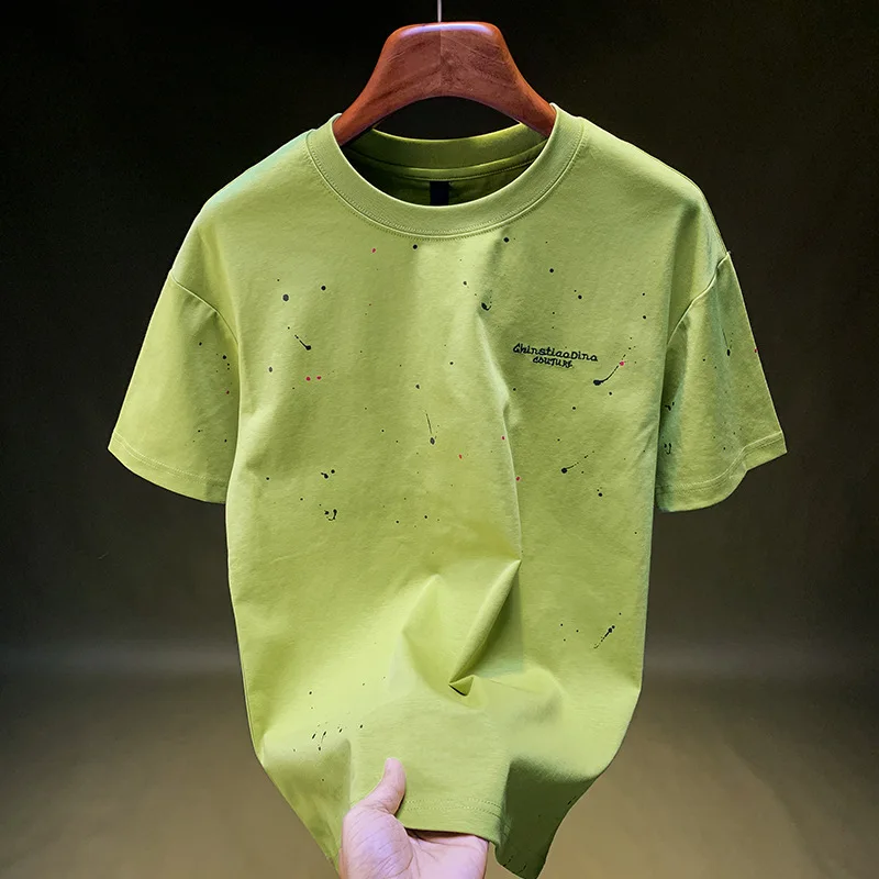 Short sleeved T-shirt for men in summer 2025, new paint dot printed T-shirt, trendy brand clothes for men
Short sleeved T-shirt for men in summer 2025, new paint dot printed T-shirt, trendy brand clothes for men