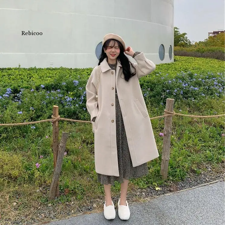Mid-Length Woolen Coat Women's Button Autumn and Winter New Temperament Small Size Thickened Coat
Mid-Length Woolen Coat Women's Button Autumn and Winter New Temperament Small Size Thickened Coat