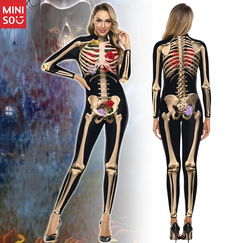 Miniso Halloween Skeleton 3D Print Jumpsuit for Women | Fitted Bodysuit, Performance Costume 
Miniso Halloween Skeleton 3D Print Jumpsuit for Women | Fitted Bodysuit, Performance Costume