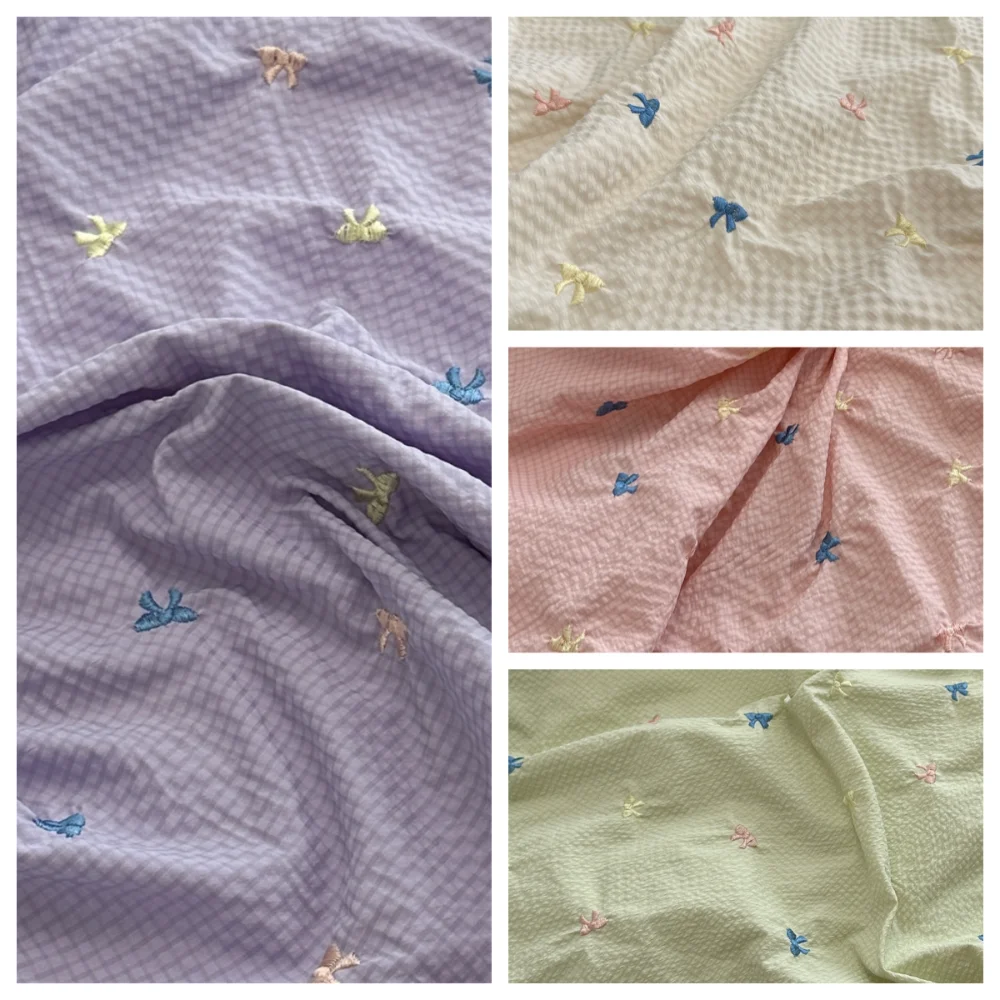 Fine Plaid Bow Embroidery Fabric for Diy Sewing Summer Candy Colored Dress Clothing Fabrics Cloth By The Meter Material
Fine Plaid Bow Embroidery Fabric for Diy Sewing Summer Candy Colored Dress Clothing Fabrics Cloth By The Meter Material