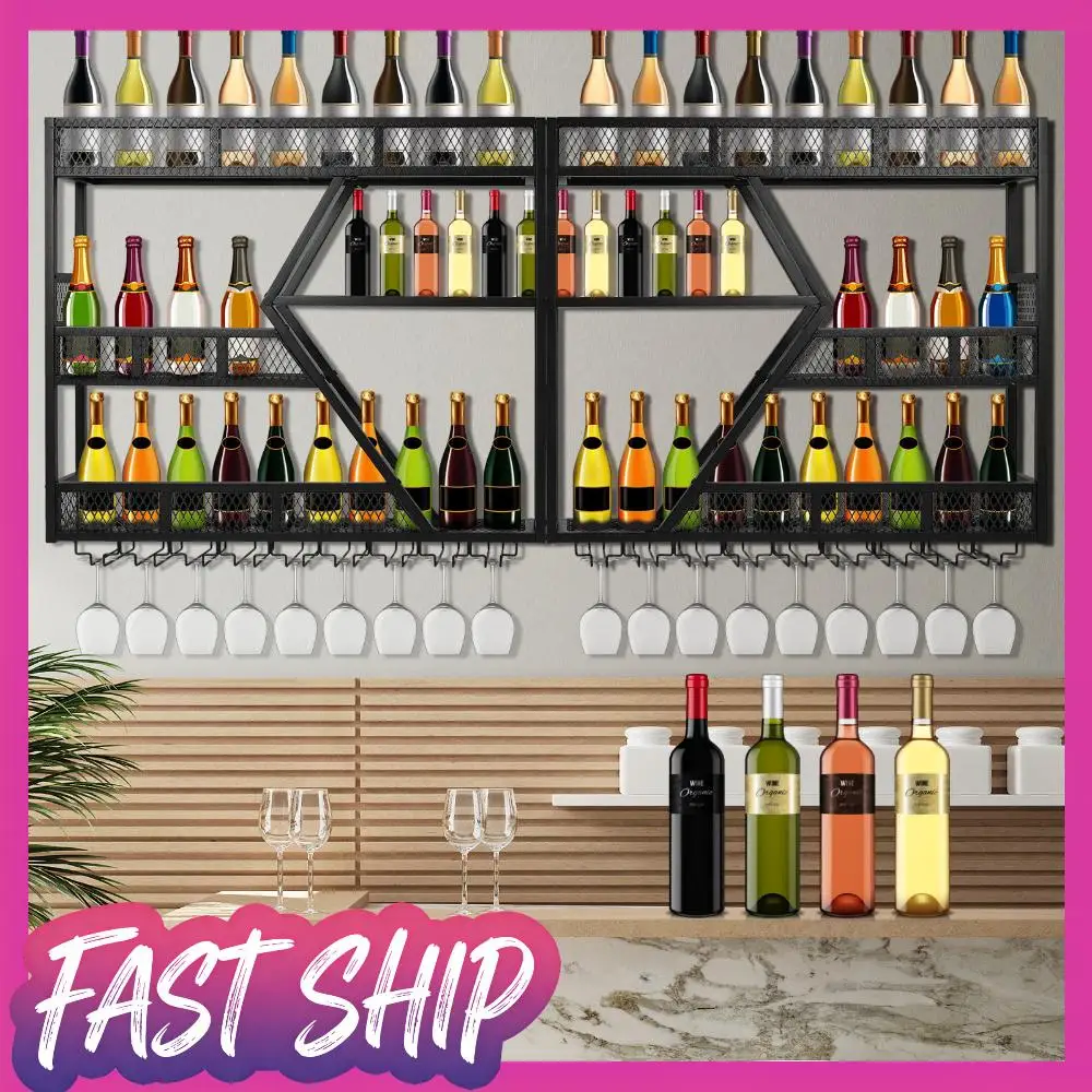 Настенная 3-ярусная металлическая подставка для винных бутылок с держателем для стаканов для дома, кухни, столовой, кофейни, черная
Настенная 3-ярусная металлическая подставка для винных бутылок с держателем для стаканов для дома, кухни, столовой, кофейни, черная