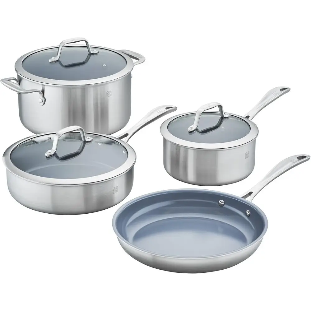 7-Piece Stainless Steel Nonstick Cookware Set with 3-Ply Construction
7-Piece Stainless Steel Nonstick Cookware Set with 3-Ply Construction