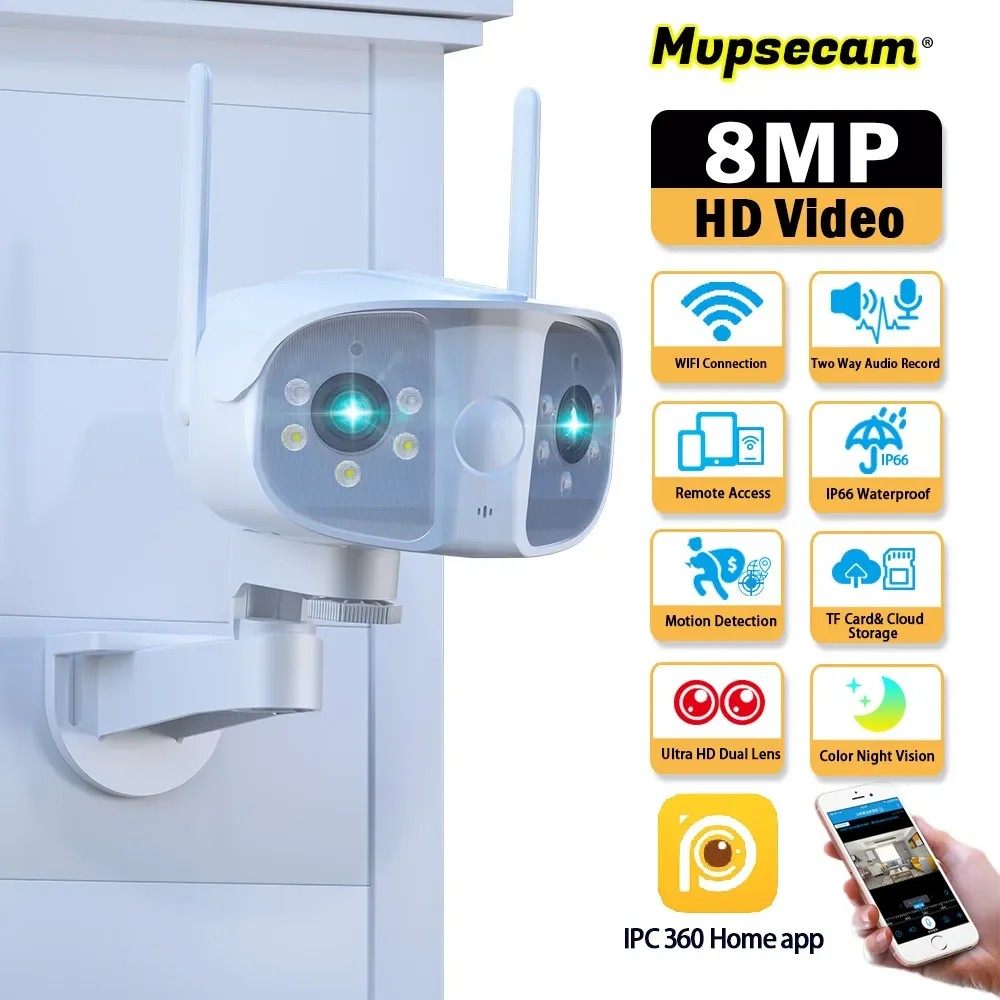 Панорамная IP-камера видеонаблюдения, 4K, Wi-Fi, цветное ночное видение, угол обзора 180 °, 8 Мп, HD, Wi-Fi, умная домашняя камера видеонаблюдения
Панорамная IP-камера видеонаблюдения, 4K, Wi-Fi, цветное ночное видение, угол обзора 180 °, 8 Мп, HD, Wi-Fi, умная домашняя камера видеонаблюдения