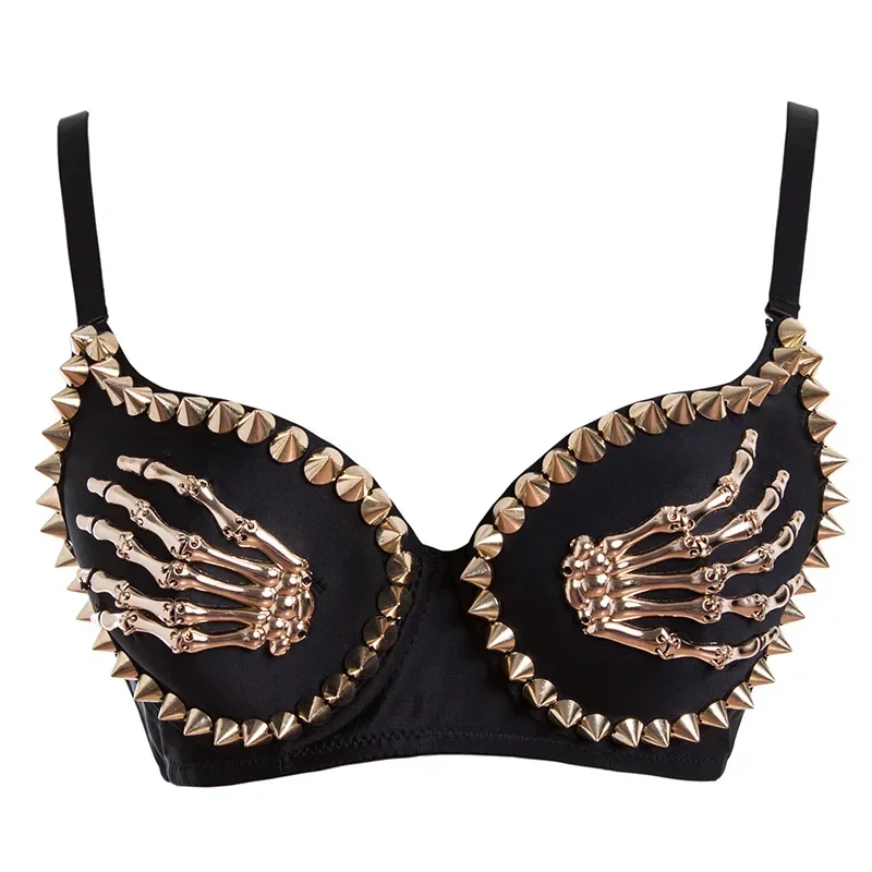Gothic Women Rock Gold Rivet Skeleton Hands Fashion Bra DJ Steampunk Corset Bustier Sexy Tops Lingerie
Gothic Women Rock Gold Rivet Skeleton Hands Fashion Bra DJ Steampunk Corset Bustier Sexy Tops Lingerie