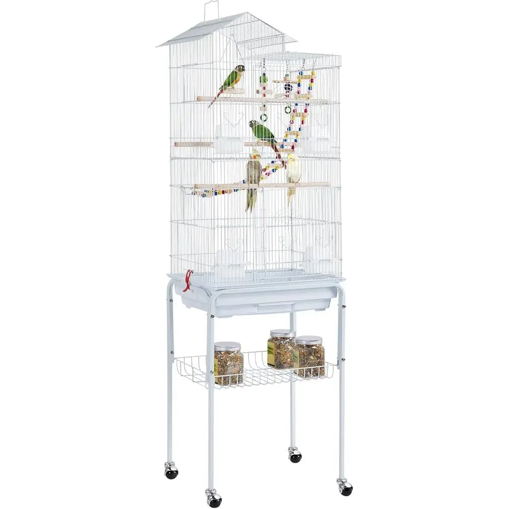 Large White Bird Cage for Small to Medium Birds with Detachable Rolling Stand
Large White Bird Cage for Small to Medium Birds with Detachable Rolling Stand