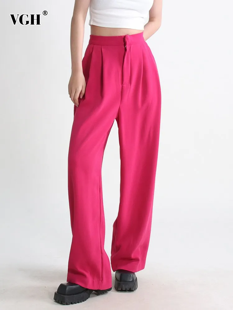 VGH Solid Casual Trousers For Women High Waist Slim Spliced Zipper Straight Folds Wide Leg Pants Female Fashion Style Clothing
VGH Solid Casual Trousers For Women High Waist Slim Spliced Zipper Straight Folds Wide Leg Pants Female Fashion Style Clothing
