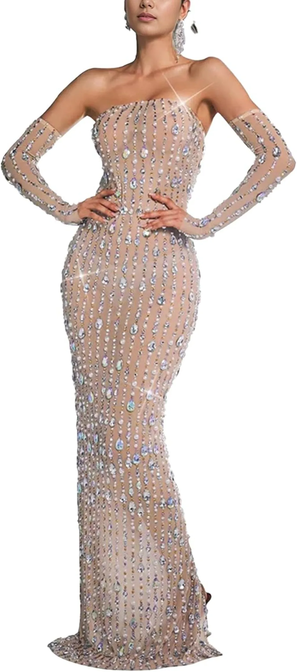 Women's Hot Drilling Craft Sexy Long Sleeve Mesh See Through Sequined Party Club Night Rhinestone Dress
Women's Hot Drilling Craft Sexy Long Sleeve Mesh See Through Sequined Party Club Night Rhinestone Dress