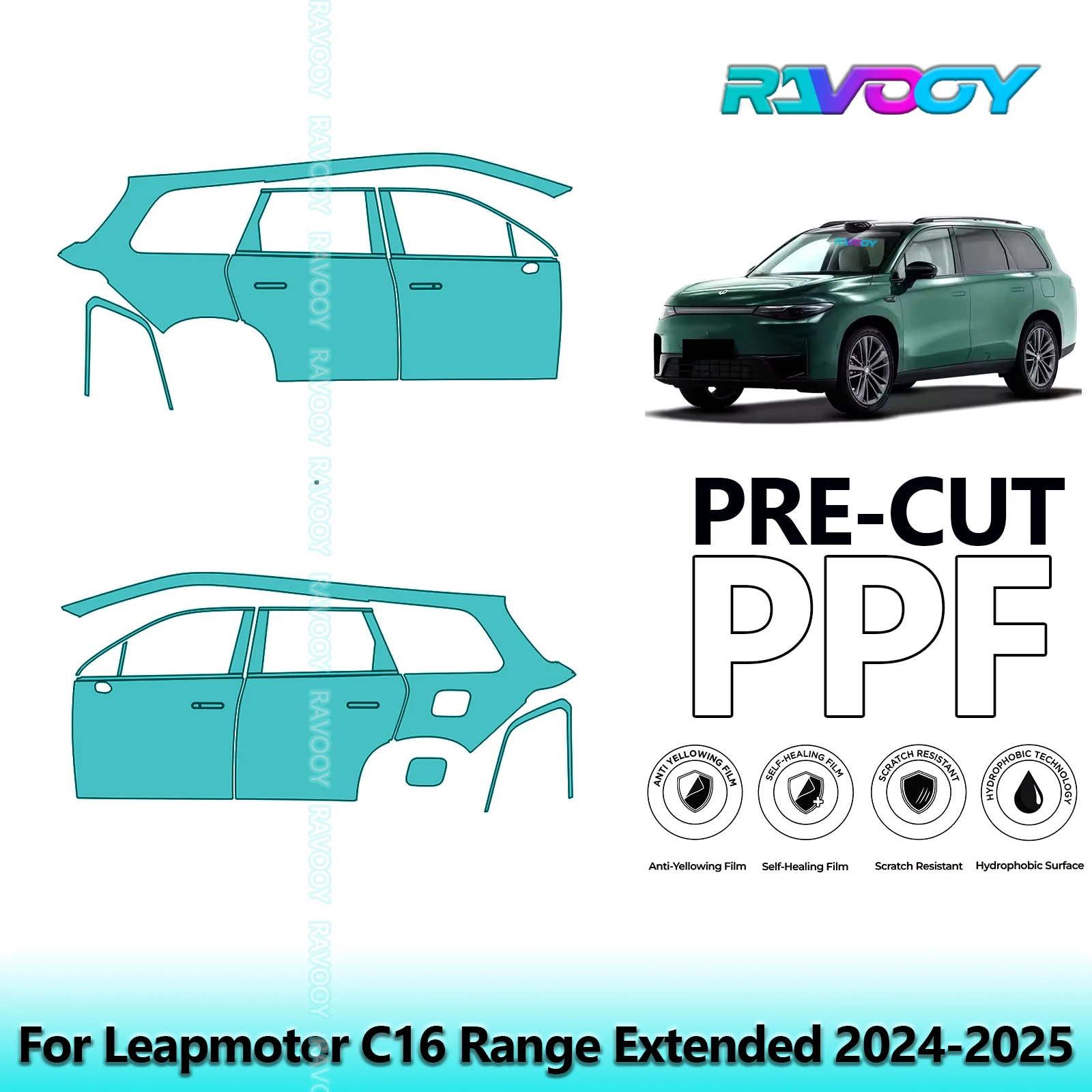 For Leapmotor C16 Range Extended 2024-2025 8.5mil Clear Matte Pre-Cut PPF Door & A/B Pillar Kit TPU Paint Protection Film Set
For Leapmotor C16 Range Extended 2024-2025 8.5mil Clear Matte Pre-Cut PPF Door & A/B Pillar Kit TPU Paint Protection Film Set