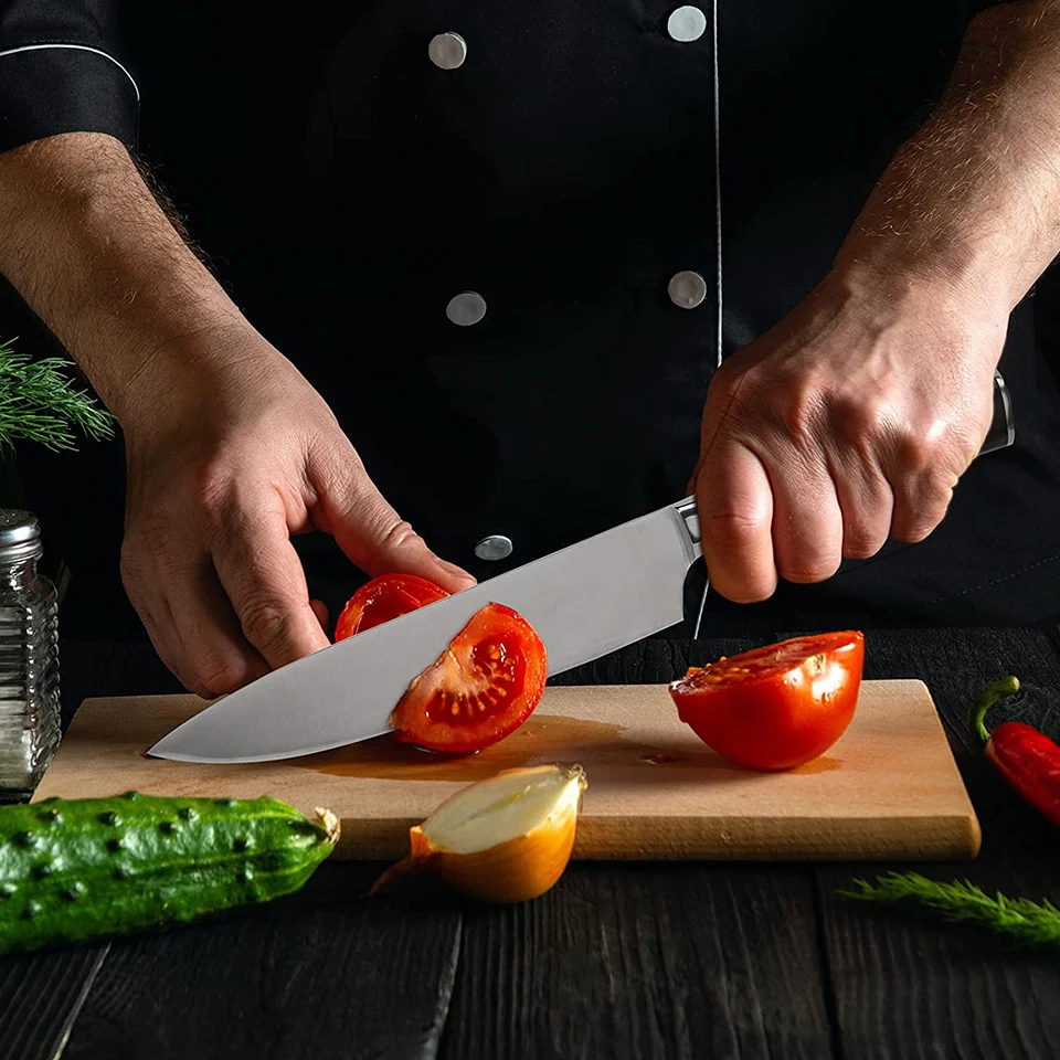 TONIFE Chef Knife Pro Kitchen Knife 8inch Ultra Sharp Stainless Steel Chopping Cooking Knife, Meat Slicing Cleaver Cutter Knife
TONIFE Chef Knife Pro Kitchen Knife 8inch Ultra Sharp Stainless Steel Chopping Cooking Knife, Meat Slicing Cleaver Cutter Knife