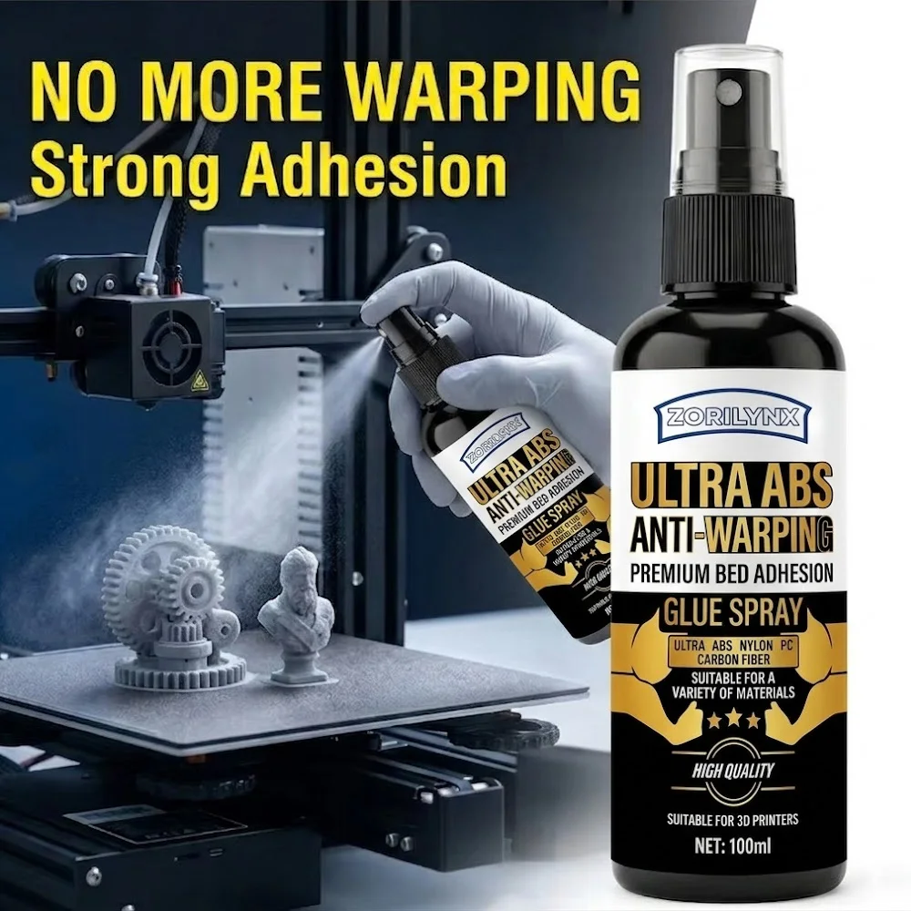 100ml 3D Printer Glue Spray Bed Adhesion Anti Warping Liquid for PLA ABS PETG Nylon Filament Heated Bed Accessories ZORILYNX
100ml 3D Printer Glue Spray Bed Adhesion Anti Warping Liquid for PLA ABS PETG Nylon Filament Heated Bed Accessories ZORILYNX