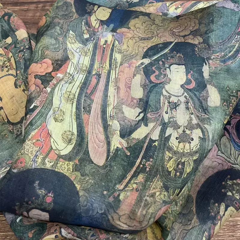 Multi colored pure ramie printed fabric, used for making high-end summer clothing sewing fabrics.
Multi colored pure ramie printed fabric, used for making high-end summer clothing sewing fabrics.