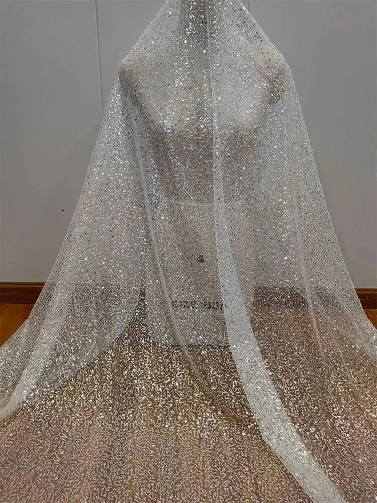 Mesh Lace Nail Bead Sequins Fabric Wedding Dress Women's Evening Dress Clothing
Mesh Lace Nail Bead Sequins Fabric Wedding Dress Women's Evening Dress Clothing