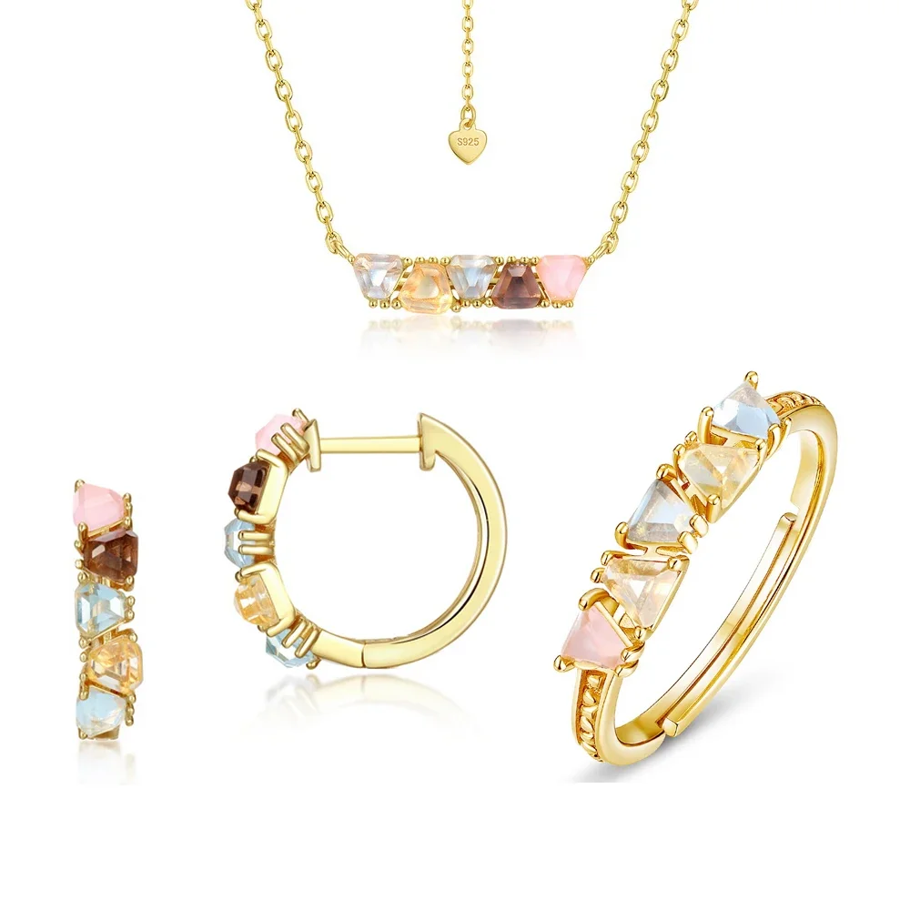 ALLNOEL Women's Natural Topaz Rose Quartz Gemstone Jewelry Set Earrings Necklace Ring Wedding Birthday Fine Jewelry Gifts
ALLNOEL Women's Natural Topaz Rose Quartz Gemstone Jewelry Set Earrings Necklace Ring Wedding Birthday Fine Jewelry Gifts