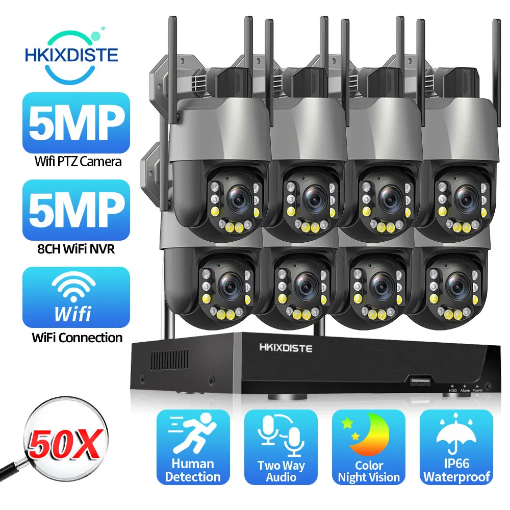 5MP 50X Zoom Wifi PTZ CCTV Camera Security System Kit 8CH Wifi NVR Set 2 Way Audio Wireless IP Camera Video Surveillance Kit 4CH
5MP 50X Zoom Wifi PTZ CCTV Camera Security System Kit 8CH Wifi NVR Set 2 Way Audio Wireless IP Camera Video Surveillance Kit 4CH