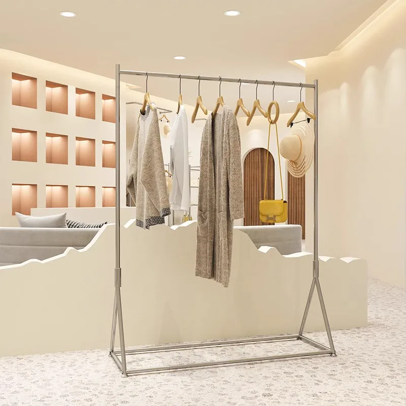 Clothing store display rack for men's and women's clothing stores, Nakajima shelf, stainless steel brushed floor-to-ceiling
Clothing store display rack for men's and women's clothing stores, Nakajima shelf, stainless steel brushed floor-to-ceiling