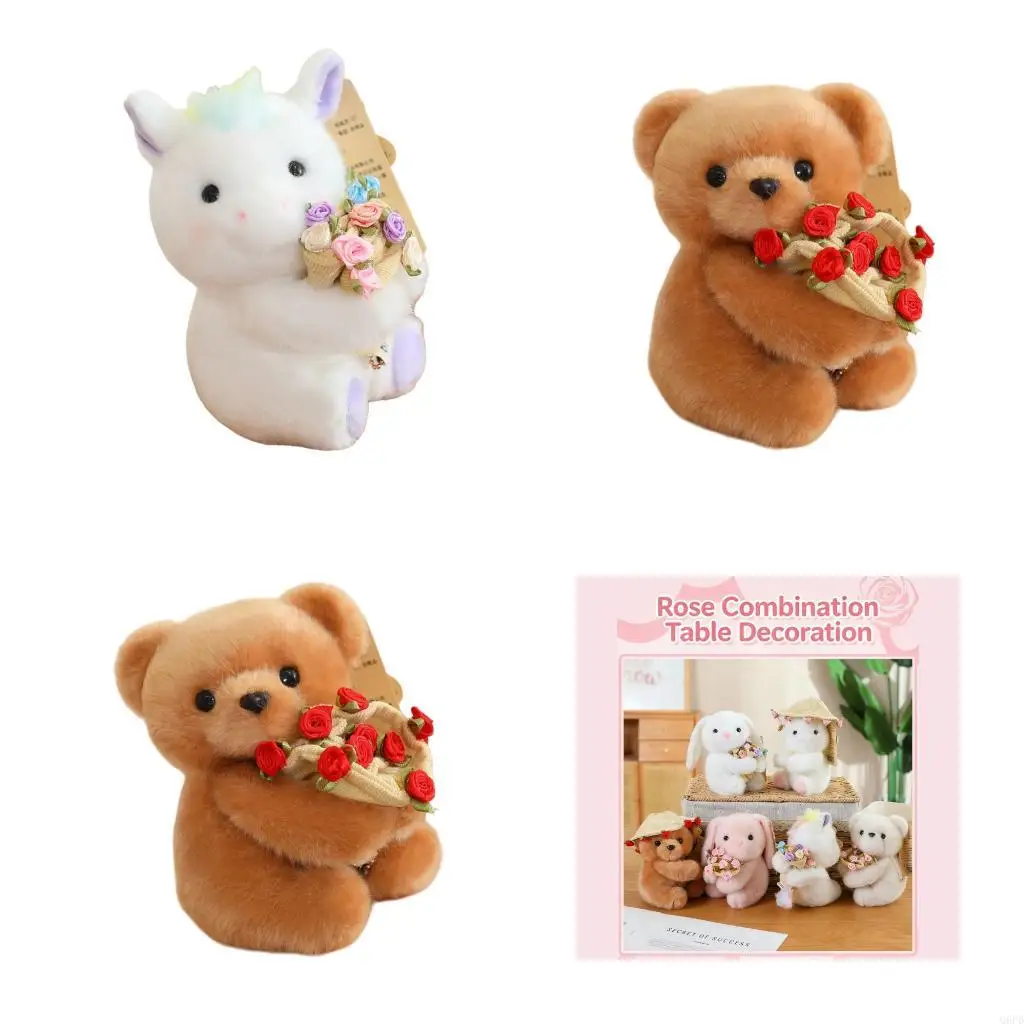 Plush Bear Holding Rose Flower For Home Decoration Cuddle Comfort Animal Doll
Plush Bear Holding Rose Flower For Home Decoration Cuddle Comfort Animal Doll