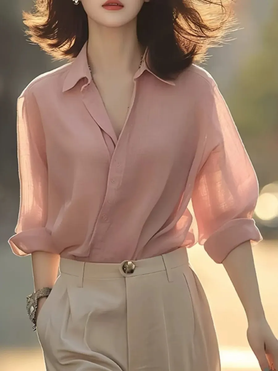 Новая летняя розовая шифоновая блузка 2025 года с воланами на воротнике, женская, элитная, свободного кроя, модная, универсальная, для повседневной носки
Новая летняя розовая шифоновая блузка 2025 года с воланами на воротнике, женская, элитная, свободного кроя, модная, универсальная, для повседневной носки