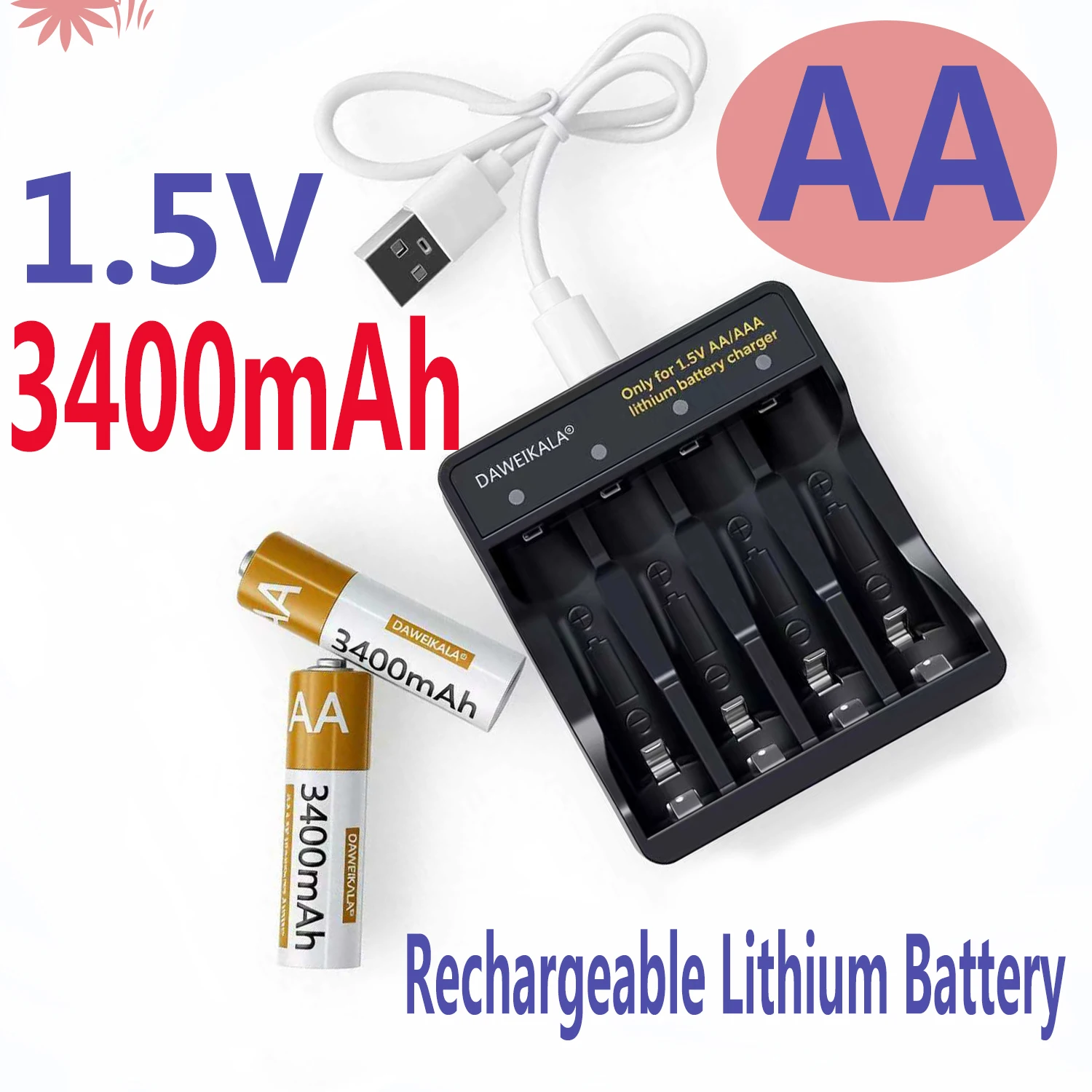 1,5 В, 3400 МВтч, долговечная литиевая аккумуляторная батарея типа АА для игрушечного фонарика, электронного дверного звонка
1,5 В, 3400 МВтч, долговечная литиевая аккумуляторная батарея типа АА для игрушечного фонарика, электронного дверного звонка