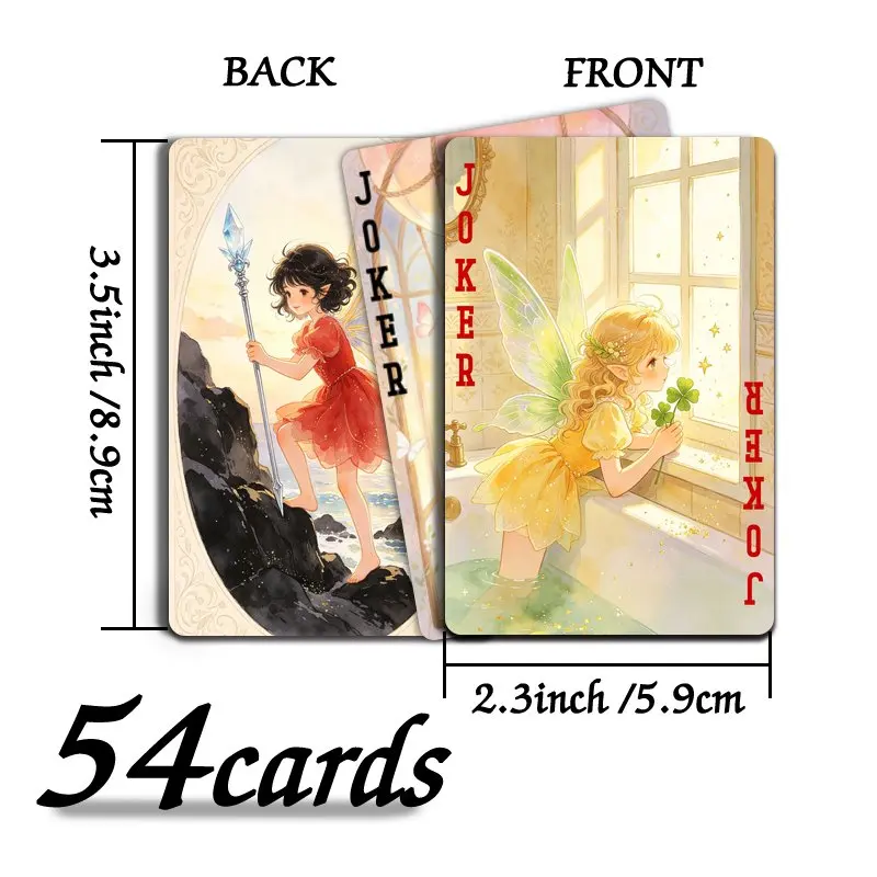 54-pcs Watercolor Fairy Themed Poker Deck,Adult-exclusive Decorative Playing Cards,Ideal for Family Game Nights and Party Games
54-pcs Watercolor Fairy Themed Poker Deck,Adult-exclusive Decorative Playing Cards,Ideal for Family Game Nights and Party Games