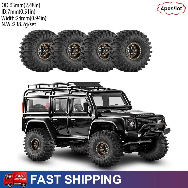 4PCS 1.0" Brass RC Crawler Beadlock Tires and Wheels for 1/18 1/24 Traxxas TRX4M SCX24 Axial SCX24 AX24 FCX24 Upgrade Parts
4PCS 1.0" Brass RC Crawler Beadlock Tires and Wheels for 1/18 1/24 Traxxas TRX4M SCX24 Axial SCX24 AX24 FCX24 Upgrade Parts