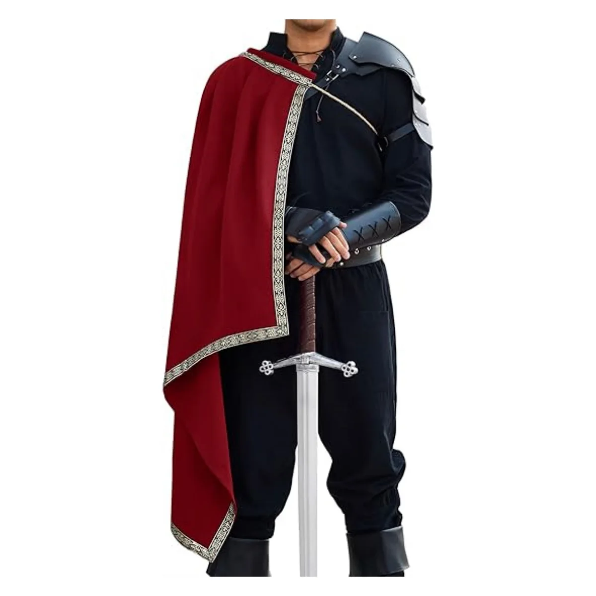 Medieval Cloak Renaissance Knight Men's Half Shoulder Cloak Black Hooded Shrug Ranger Cloak Lark Costume Jacket
Medieval Cloak Renaissance Knight Men's Half Shoulder Cloak Black Hooded Shrug Ranger Cloak Lark Costume Jacket