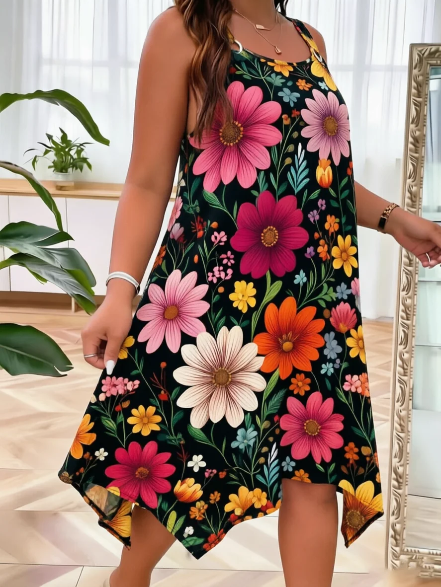 2026 New Plus Size Colorful Floral Print Halter Dress Women Summer Casual Sleeveless Loose Irregular Hem Tunic Sundress
2026 New Plus Size Colorful Floral Print Halter Dress Women Summer Casual Sleeveless Loose Irregular Hem Tunic Sundress